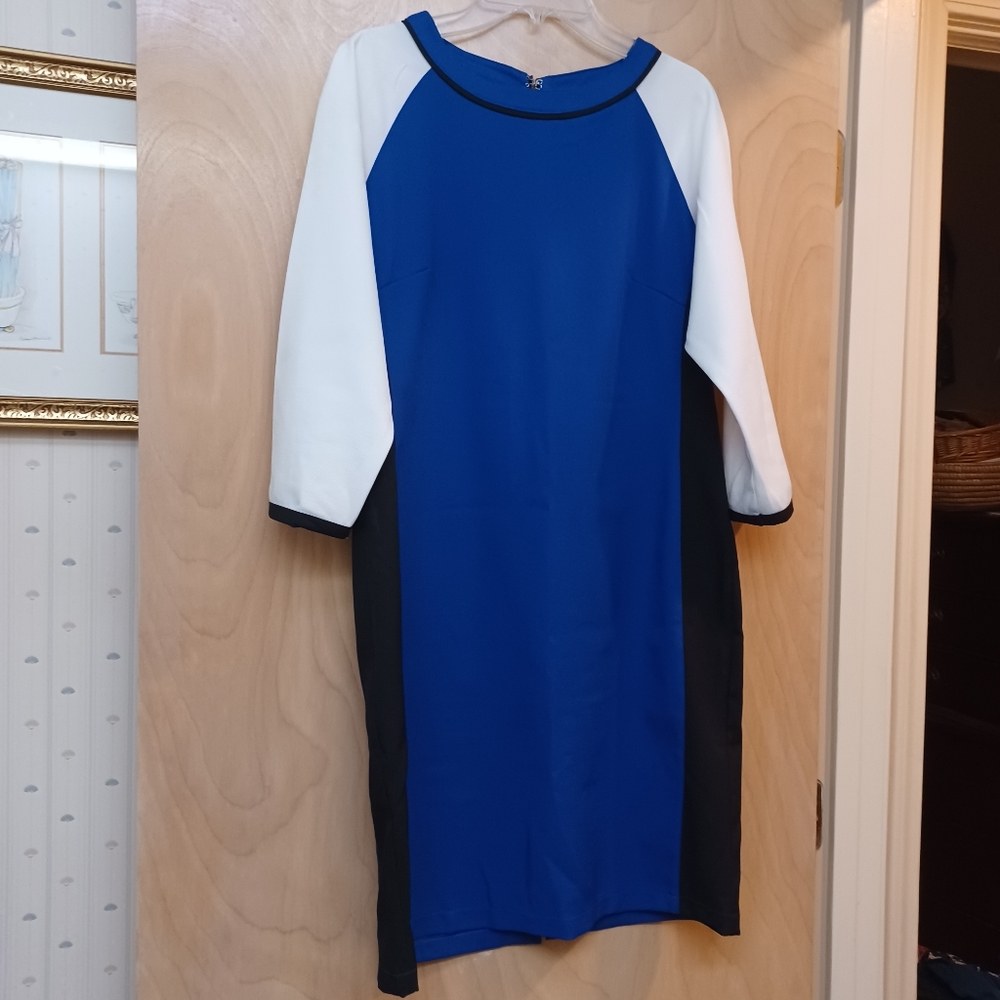Garcia Royal blue white black body con dress M